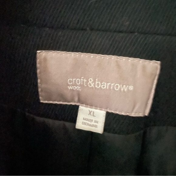 Croft & Barrow Women Size XL Wool Blend Double Breasted Black Corduroy Pea Coat - Picture 7 of 8